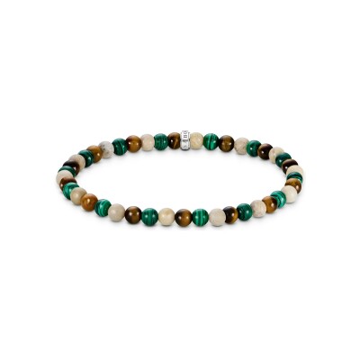 Bracelet Thomas Sabo en argent, malachite d'imitation, œil de tigre et jaspe