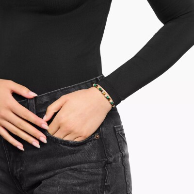 Bracelet Thomas Sabo en argent, malachite d'imitation, œil de tigre et jaspe