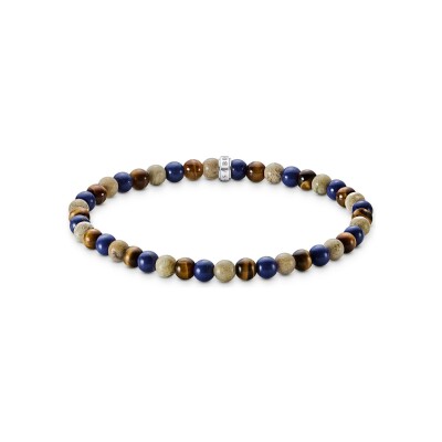 Bracelet Thomas Sabo en argent, lapis lazuli, œil de tigre et jaspe
