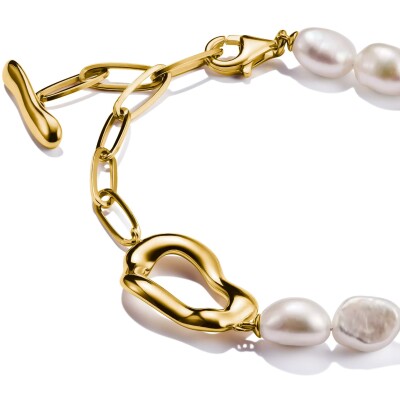 Bracelet Thomas Sabo en argent, plaqué or et perle d'eau douce