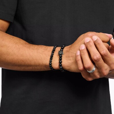 Bracelet Thomas Sabo en argent, oxyde de zirconium et obsidienne