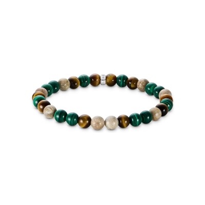 Bracelet Thomas Sabo en argent, malachite d'imitation, œil de tigre et jaspe