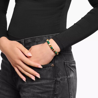 Bracelet Thomas Sabo en argent, malachite d'imitation, œil de tigre et jaspe
