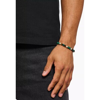Bracelet Thomas Sabo en argent, malachite d'imitation, œil de tigre et jaspe