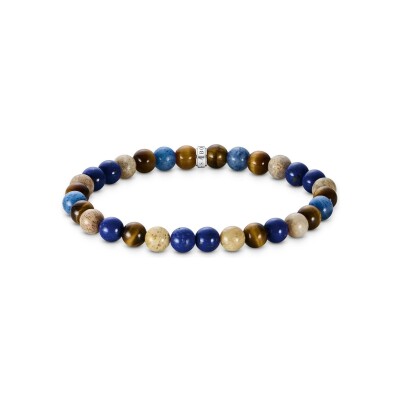 Bracelet Thomas Sabo en argent, dumortiérite, oeil de tigre et  lapis-lazuli d'imitation et jaspe