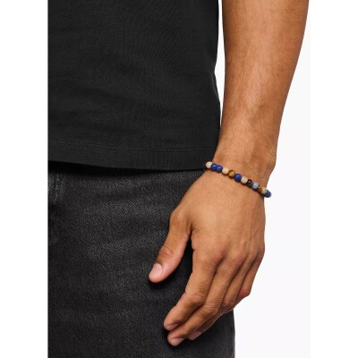 Bracelet Thomas Sabo en argent, dumortiérite, oeil de tigre et  lapis-lazuli d'imitation et jaspe