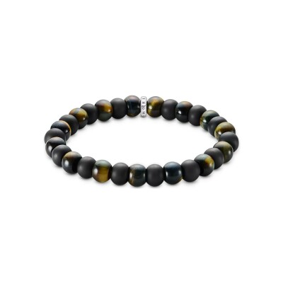 Bracelet Thomas Sabo en argent, obsidienne et œil de tigre