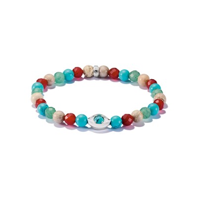 Bracelet Thomas Sabo en argent, turquoise d'imitation, agate et jaspe et aventurine