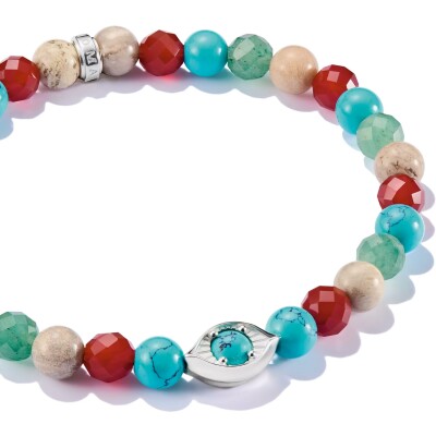 Bracelet Thomas Sabo en argent, turquoise d'imitation, agate et jaspe et aventurine