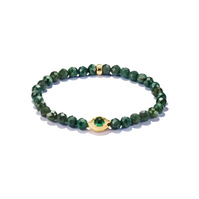 Bracelet Thomas Sabo en argent, plaqué or, agate verte et céramique