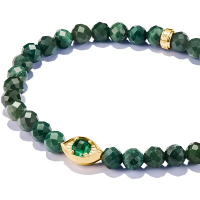 Bracelet Thomas Sabo en argent, plaqué or, agate verte et céramique