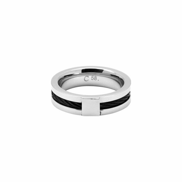 Bague Rochet Cabestan 0,6cm en acier et PVD noir taille 62