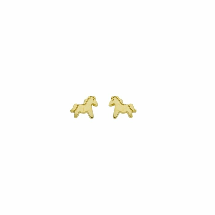 Boucles d'oreilles puces chevaux en or jaune