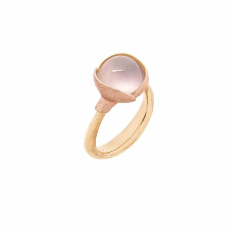 Ole Lynggaard Lotus ring in yellow gold and pink quartz