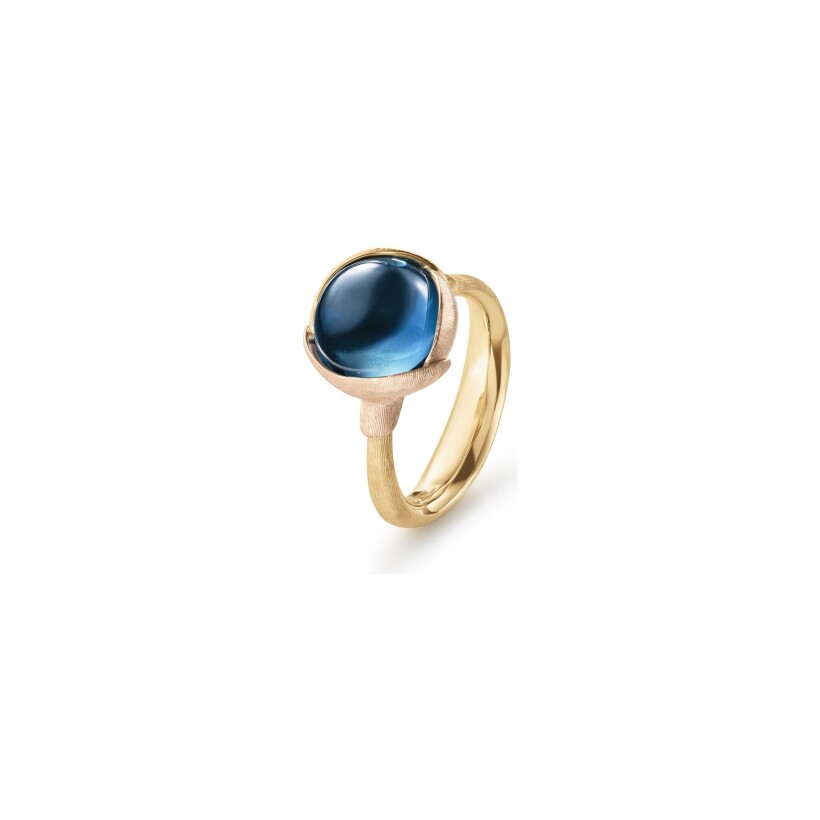 Ole Lynggaard Lotus ring, rose gold and blue london topaz