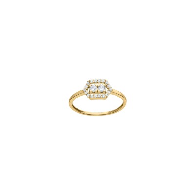 Bague en or jaune et oxyde de zirconium