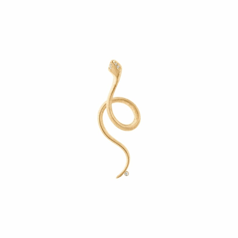 Ole Lynggaard Snake single earring in yellow gold and diamonds