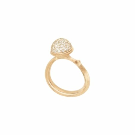 Ole Lynggaard Lotus medium pavement ring in yellow gold and diamonds