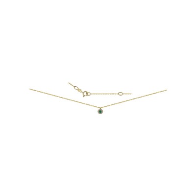 Collier en or jaune, émeraude et diamants, 42cm