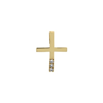 Pendentif croix en or jaune et diamants