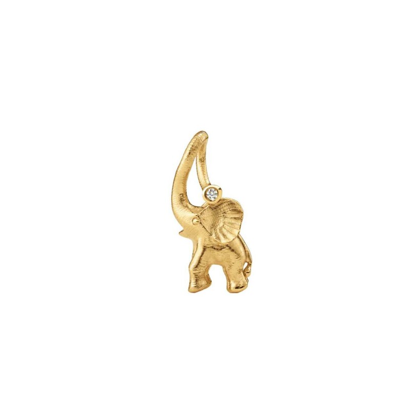 Ole Lynggaard Eléphant large pendant, small size, yellow gold and diamonds