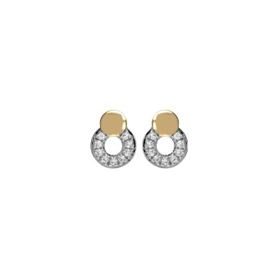 Boucles d'oreilles en or blanc, or jaune et diamants