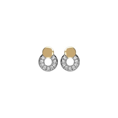 Boucles d'oreilles en or blanc, or jaune et diamants