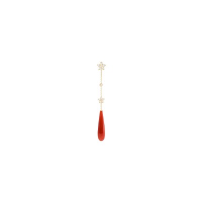 Pendentif pour boucle d'oreille Ole Lynggaard Shooting Stars en or jaune, diamants et corail