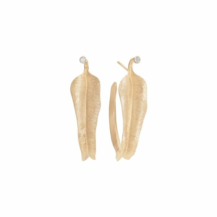 Ole Lynggaard Leaves creole earrings in yellow gold and diamonds