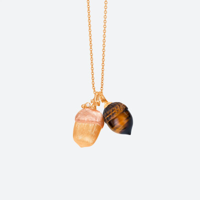 Ole Lynggaard Acorn pendant, yellow gold and tiger eye