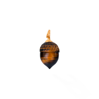 Pendentif Ole Lynggaard Acorn en or jaune et oeil de tigre