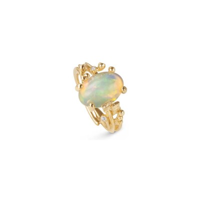 Ole Lynggaard Boho ring, yellow gold, opal and diamonds