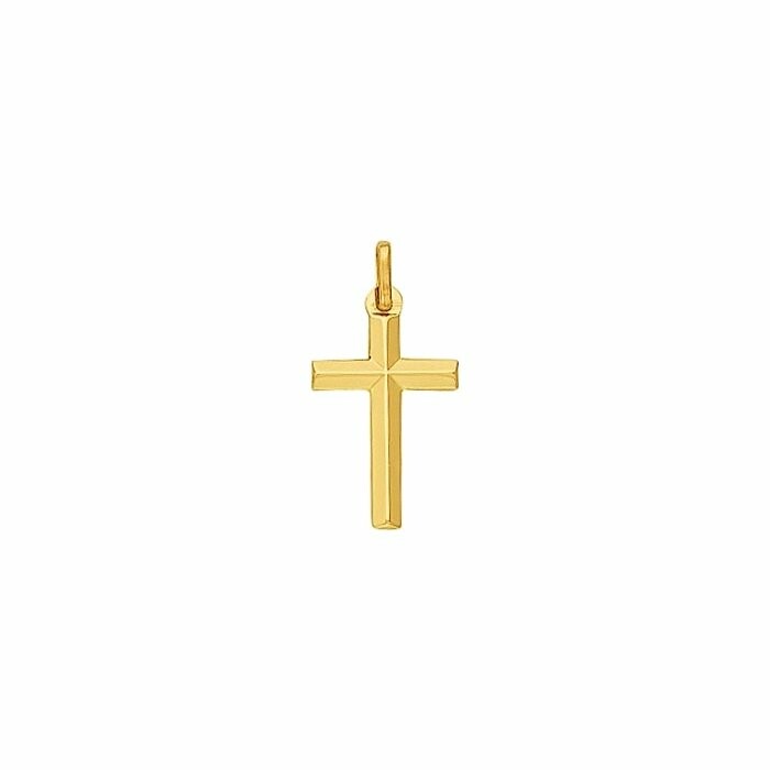 Pendentif croix fil biseauté en or jaune