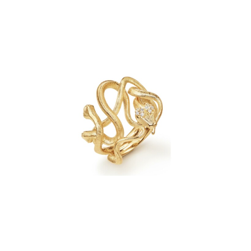 Ole Lynggaard Snakes ring, yellow gold and diamonds