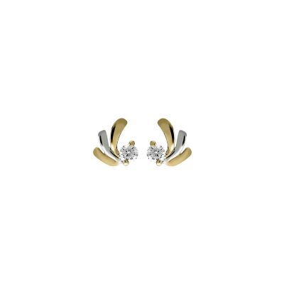 Boucles d'oreilles en or jaune, rhodium et oxyde de zirconium