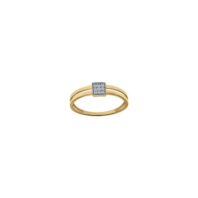 Bague en or jaune, or blanc et oxyde de zirconium