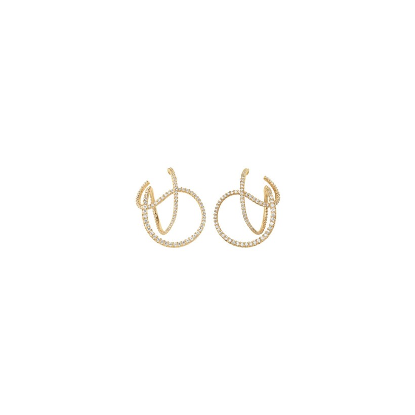 Boucles d'oreilles Ole Lynggaard Twisted Love Bands en or jaune et diamants