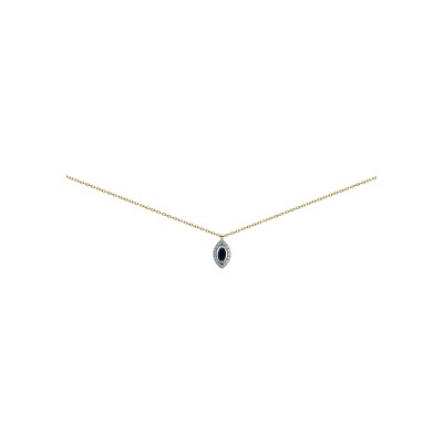 Collier en or jaune, saphir et oxyde de zirconium, 42cm