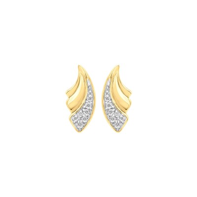 Boucles d'oreilles en or jaune et oxyde de zirconium