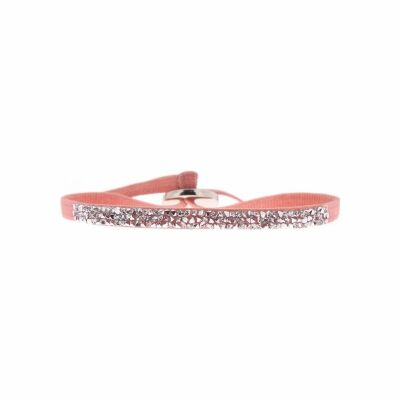 Bracelet Les Interchangeables Fine Rocks en satin rose et cristaux