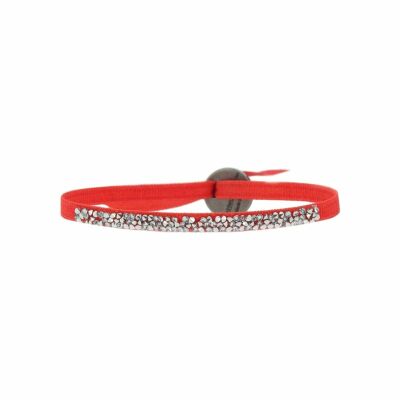 Bracelet Les Interchangeables Fine Rocks en satin corail et cristaux