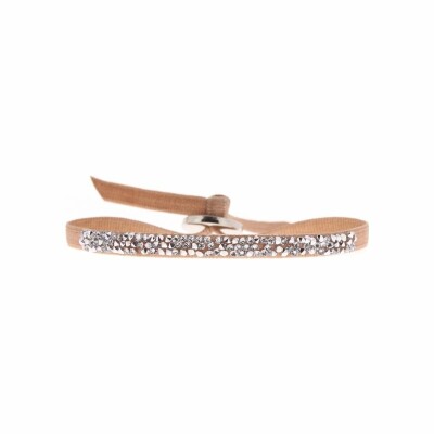 Bracelet Les Interchangeables Fine Rocks en satin beige rose et cristaux