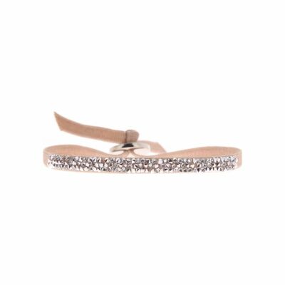 Bracelet Les Interchangeables Fine Rocks en satin beige rose et cristaux