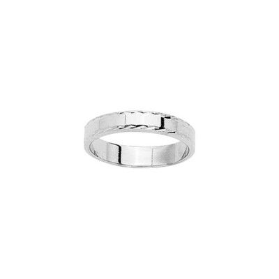 Alliance Anémone en or blanc, 4mm