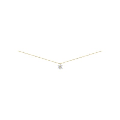 Collier fleurs en or jaune et oxyde de zirconium, 42cm