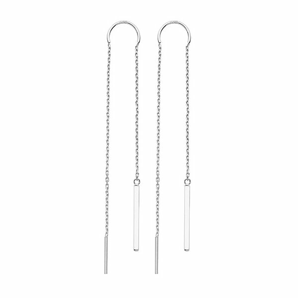 Boucles d'oreilles baton en or blanc