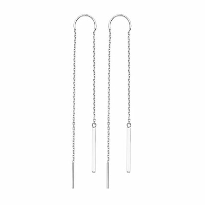 Boucles d'oreilles baton en or blanc