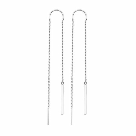 Boucles d'oreilles baton en or blanc