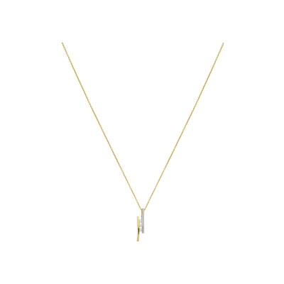 Collier en or blanc, or jaune et oxyde de zirconium, 45cm