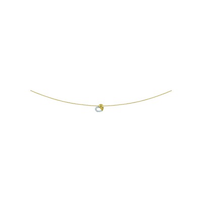 Collier coeur en or jaune et diamant, 45cm